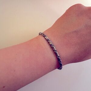 Sterling Silver Rope Adjustable Cuff Bracelet